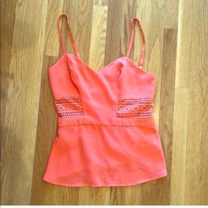 Bebe Peplum Lace Tank, Sz-4